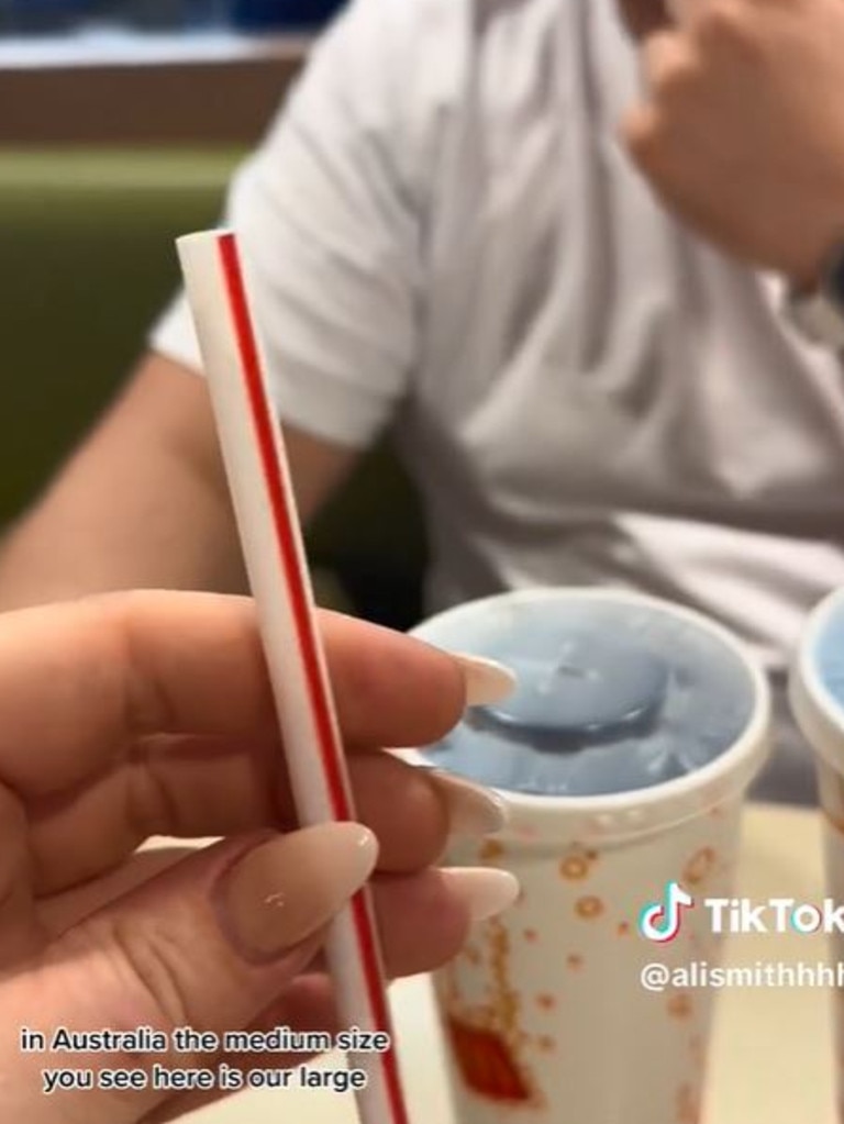 Many were quick to spot there were still plastic straws in the US. Picture: TikTok/@alismithhhh