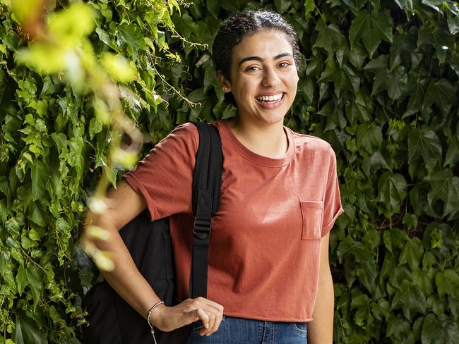 28/02/2019: Caitlin Abood was one of the highest achieving students in last year's HSC, receiving near-perfect scores in all her subjects, including the male-dominated economics, physics and advanced maths. She is now studying science and engineering at Sydney University. Hollie Adams/The Australian