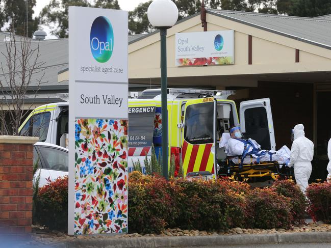 Paramedics at Opal South Valley. It appears a resident is being transported to hospital. Need to follow up. . Picture: Peter Ristevski