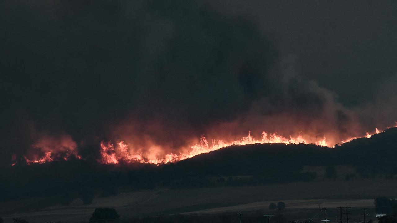 Wildfire rages near Alexandroupoli, northern Greece, on Tuesday. Picture: Sakis Mitrolidis / AFP