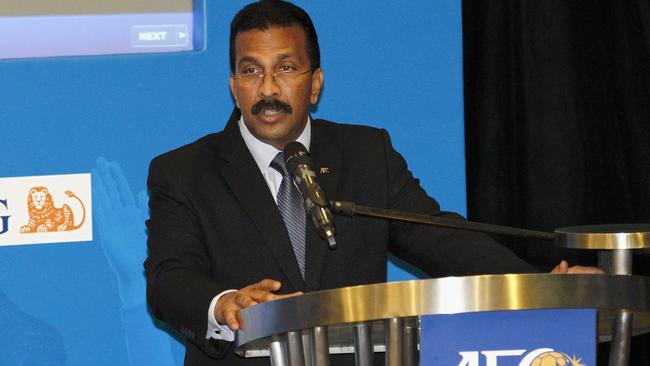 KUALA LUMPUR, MALAYSIA - JUNE 20: Dato' Alex Soosay, General Secretary of the Asian Football Confederation, speaks during the 2013 AFC Cup Quarter Finals Knock-out Stage Draw at the AFC House on June 20, 2013 in Kuala Lumpur, Malaysia. (Photo by Stanley Chou/Getty Images)