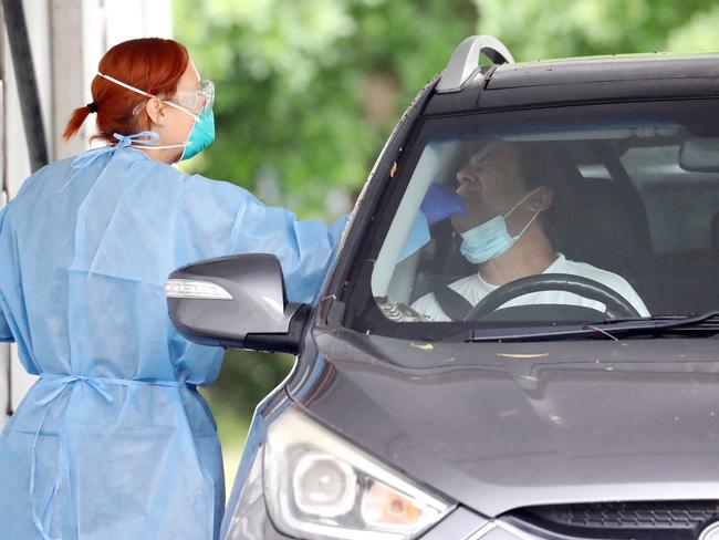 COVID tests being done at the Avalon Drive Through testing clinic. Picture: Tim Hunter.