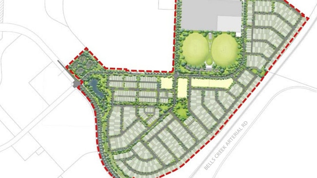 Aerial map of Stockland Aura's proposed sub-precinct 18.1 at Gagalba. Photo: Stockland Aura/Urbis