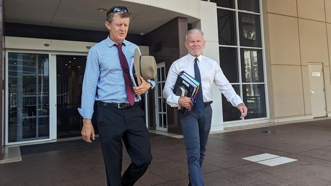 Jon Tippett KC (right) with his lawyer and friend Peter Maley. Picture: Alex Treacy