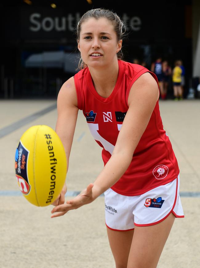 North Adelaide co-captain Nadia von Bertouch was best-on-ground in the Roosters’ win against Sturt. Picture: AAP/Mark Brake