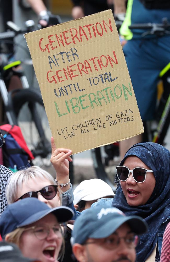 Student Pro-Palestinian march through Brisbane. Picture: Liam Kidston