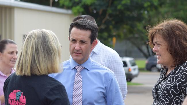 Queensland Premier, David Crisafulli and member for Thuringowa Natalie Marr talking to victims of youth crime at the Kirwan Police Station. December 13, 2024.