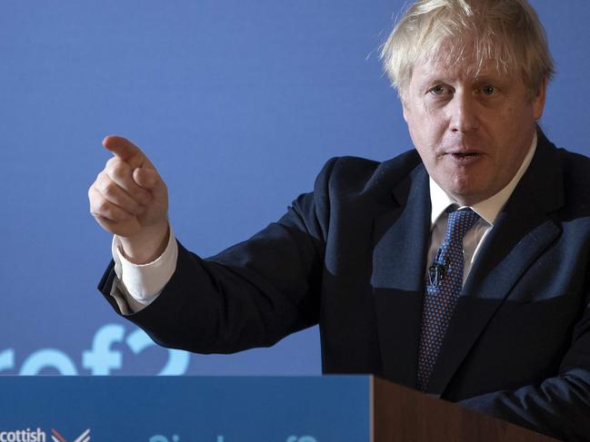 Britain's Prime Minister Boris Johnson launches the Conservative Party Scottish Manifesto in North Queensferry, Scotland. Picture: AFP