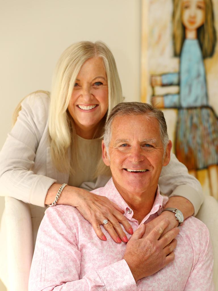 Peter Murrihy at home with wife Victoria. Picture: Alison Wynd