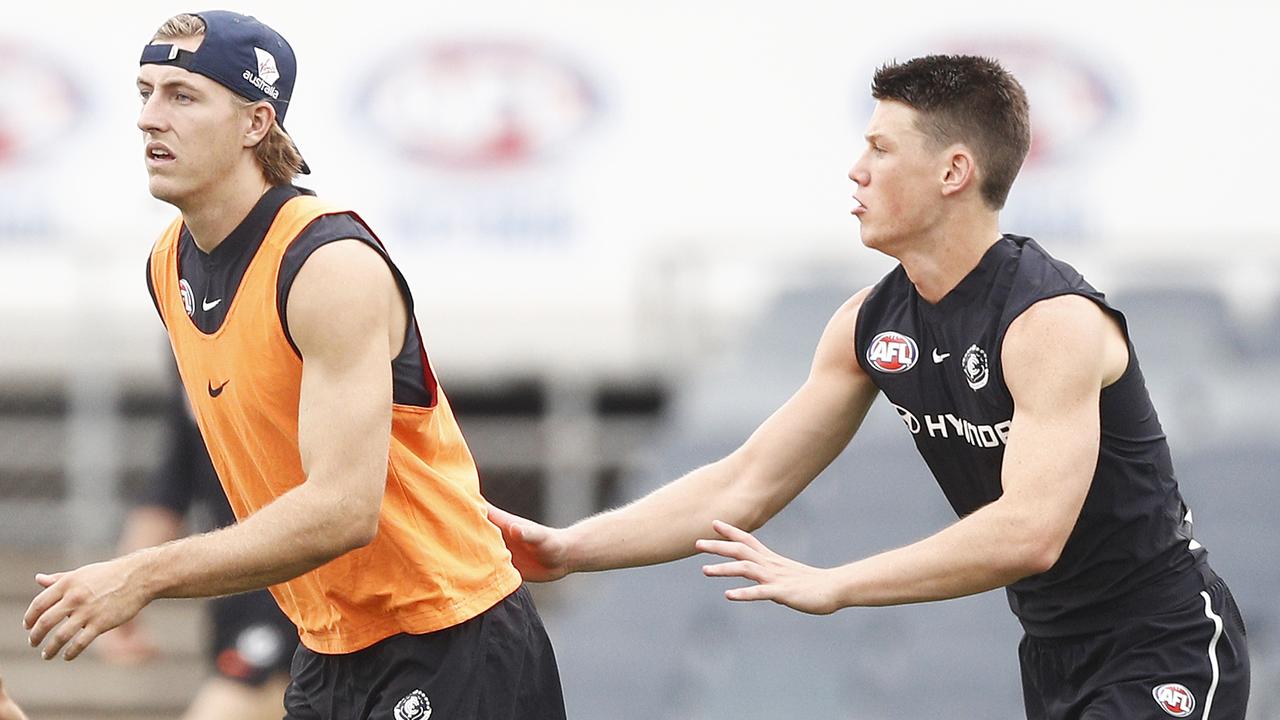 Will Setterfield and Sam Walsh at Carlton training.