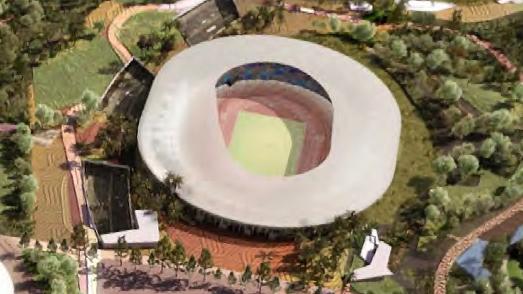 A view of the proposed Brisbane Stadium and New National Aquatic Centre and Brisbane Arena (Bottom left) at Victoria Park, in the Arcadis Victoria Park Strategic Plan for the 2032 Brisbane Olympic Games. Picture: Supplied