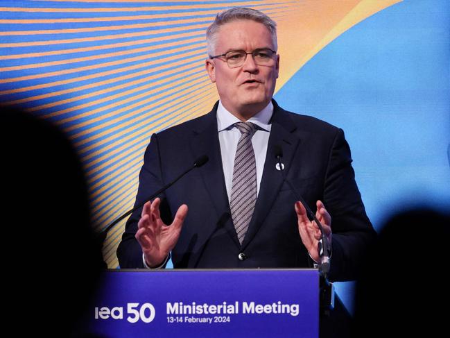 Belgian-born Australian Secretary-General of the Organisation for Economic Co-operation and Development (OECD) Mathias Cormann delivers a speech during the International Energy Agency (IEA) 2024 ministerial meeting and 50th Anniversary event, in Paris on February 13, 2024. Energy and climate ministers from around the world will meet in Paris on February 13 and 14 for the IEAâs 2024 Ministerial Meeting to take stock of the latest developments in energy markets, policies and transitions, and to set the Agencyâs strategic direction for the coming years. (Photo by Ian LANGSDON / AFP)