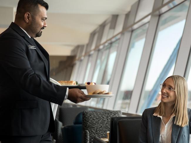 Passengers will notice key changes when Qantas reopens its domestic lounges on July 1, including pre-portioned servings and more "table service". Supplied: Qantas