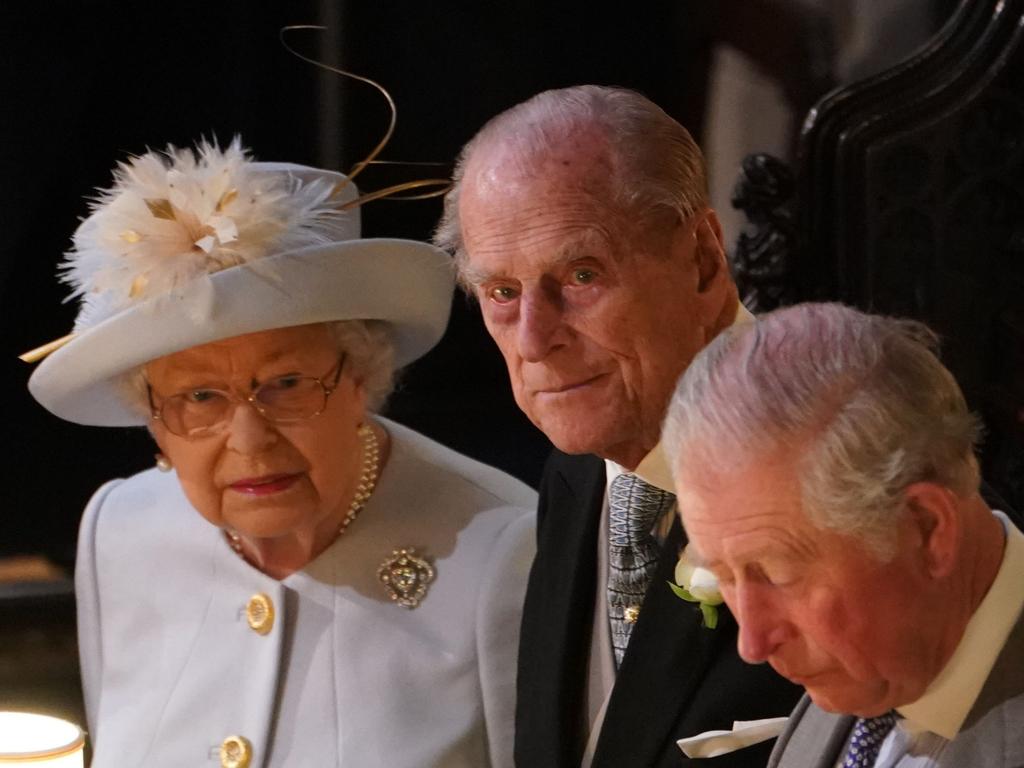 The Queen, Prince Philip, and Prince Charles at the wedding of Princess Eugenie and Jack Brooksbank in 2018. Picture: Getty Images