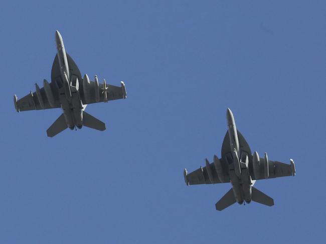 Hundreds of aircraft including stealth jets began training on Monday as the US and South Korea launched a combined air force exercise. Picture: Ahn Young-joon/AP