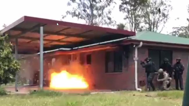 Counter Terrorism and Community Safety Training facility Specialist Officers training with explosives and high-powered weapons.