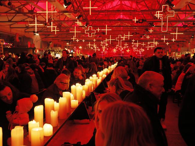 The Dark Mofo Winter Feast attracts thousands to the Hobart waterfront each night. Picture: MATHEW FARRELL