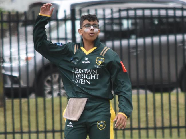 Junaid Mansoor looks on after a delivery. Picture: Sean Teuma