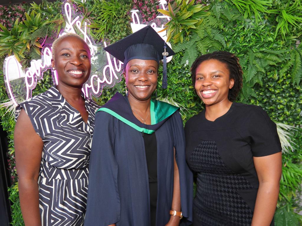 Amanda Ogutu, graduate Sophy Ogutu, and Diana Ogutu. Picture: Mark Wilson