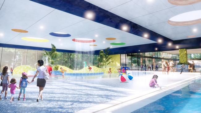 Artist impressions of Adelaide Football Club’s draft plans to upgrade the Aquatic Centre. Picture: Supplied