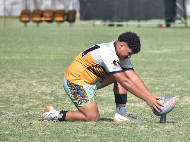 Warba Wangarunya Rugby League Carnival, under-17 boys, DCYSI Barbarians versus Team Indigenous, Saleyards Park, Rockhampton, January 19, 2024.
