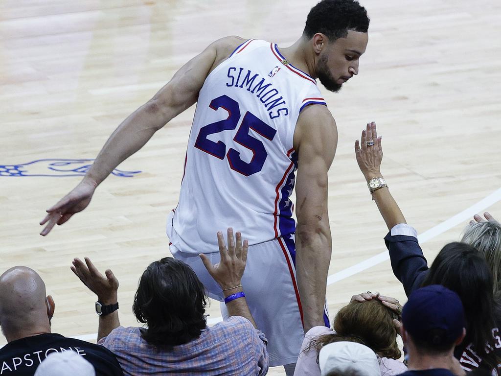 Ben Simmons’ NBA future uncertain after more playoff pain. Picture: Tim Nwachukwu/Getty Images/AFP
