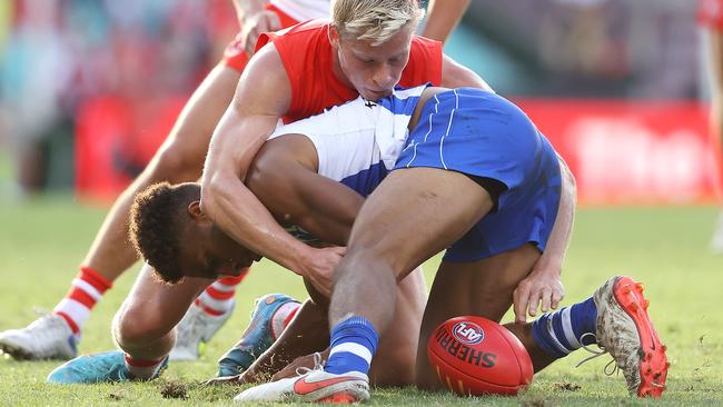 Isaac Heeney loves complementing his offensive prowess with equal defensive dedication. Picture: Getty Images