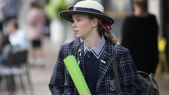 School students protest outside of Abbott’s office in Manly.