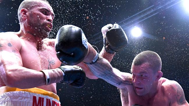 Mundine in his last fight, which he lost to John Wayne Parr. Picture: AAP