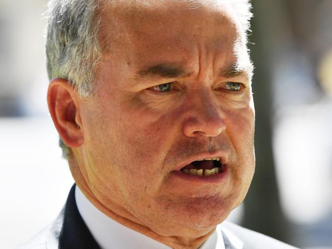 SA Health Minister Stephen Wade speaks to the media out the front of the State Administration Centre, Adelaide. Friday, March 23, 2018. (AAP Image/David Mariuz) NO ARCHIVING