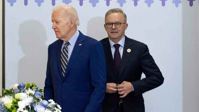 US President Joe Biden with Prime Minister Anthony Albanese at ASEAN in Phnom Penh in November last year. Picture: Saul Loeb / AFP