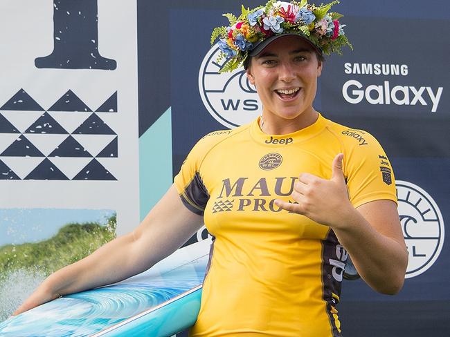 Tyler Wright after winning the Maui Pro last year.