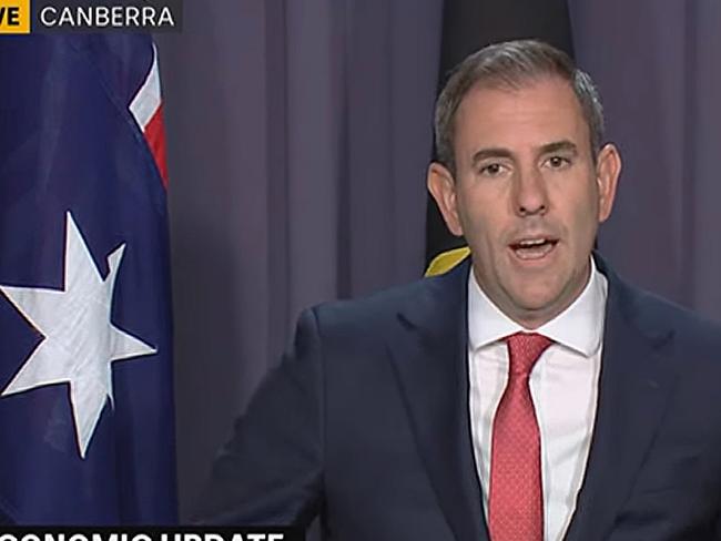 Australian federal treasurer Jim Chalmers addresses the media with an economic update at Parliament House in Canberra. Picture: ABC