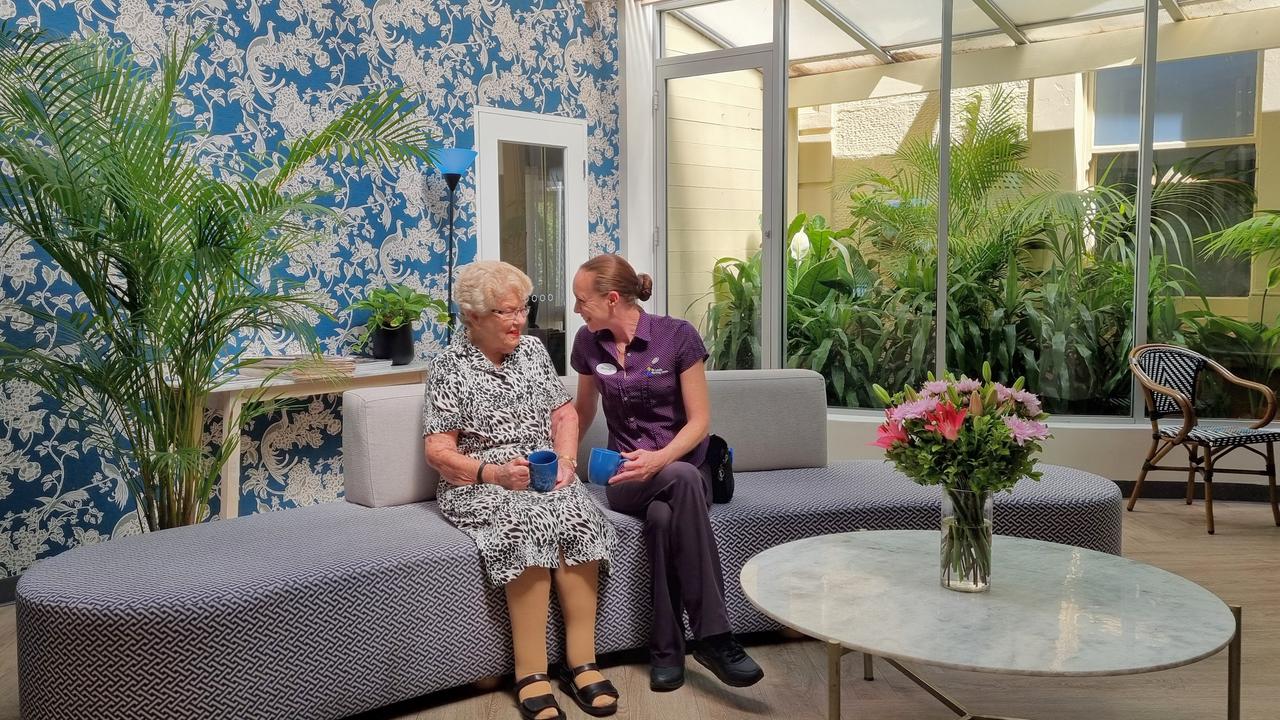 Bron and Wendy at St Louis Nursing Home. Picture: Supplied