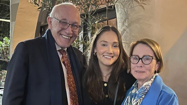 Lucy Tudehope with her father, veteran Liberal MP and former State Government minister, Damien Tudehope, and mum, Dianne, before she was struck down. Picture: Supplied