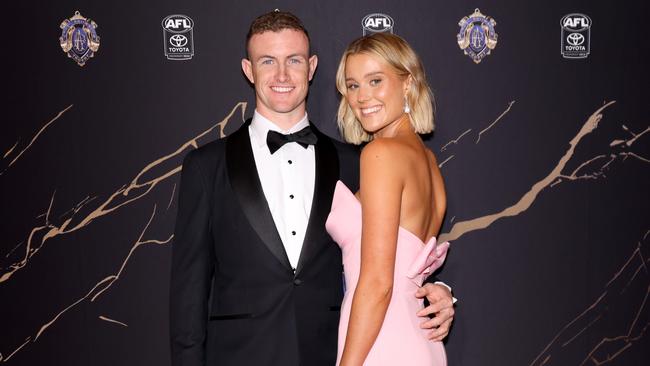 Chad Warner and Alice Hughes pictured at the Sydney Brownlow Medal event at the Sydney Cricket Ground. Picture: NewsWire / Damian Shaw