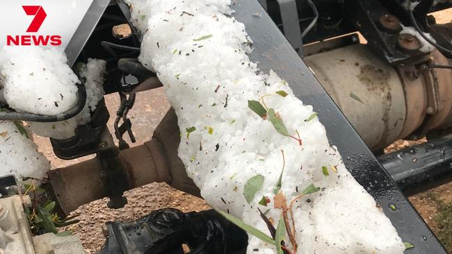 Hail on Mallee Highway, South Australia, Christmas 2023. Picture: 7NEWS