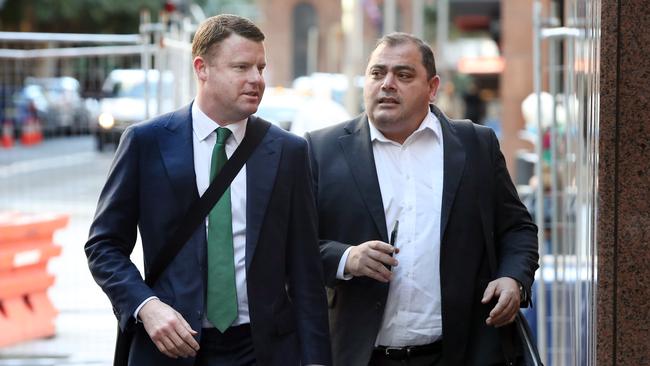 Souths CEO Blake Solly and chief commercial officer Shannon Donato met NSW Sports Minister Alister Henskens on Wednesday. Picture: Richard Dobson