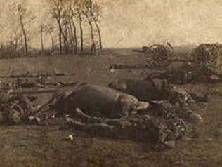 Slaughter ... this grainy picture is believed to show a small part of the aftermath of Le Cateau.