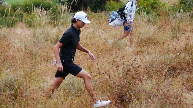 Min Woo Lee tested his knee out during the pro-am for the Australian Open at Kingston Heath Golf Club. Picture: NewsWire / Blair Jackson