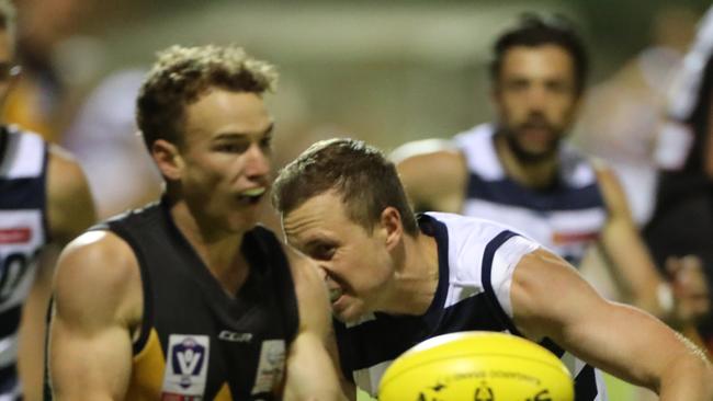 Werribee's Jack Henderson on the go against Geelong in a practice match this year.