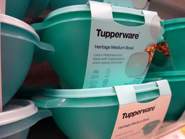 CHICAGO, ILLINOIS - APRIL 10: Tupperware products are offered for sale at a retail store on April 10, 2023 in Chicago, Illinois. Tupperware stock closed down nearly 50 percent today after the company warned that it may go out of business.   Scott Olson/Getty Images/AFP (Photo by SCOTT OLSON / GETTY IMAGES NORTH AMERICA / Getty Images via AFP)