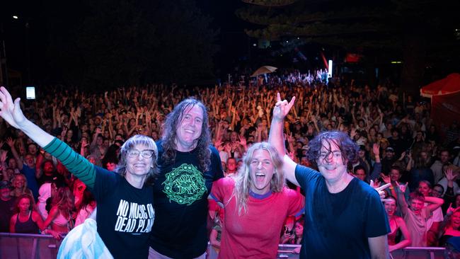 Burleigh Pav owner Ben May said Stephanie Gilmore who played guitar on stage with Spiderbait to bookend the first weekend of the Bonsoy Gold Coast Pro in Burleigh “rocked it”. (Photo by Hannah Anderson/World Surf League)