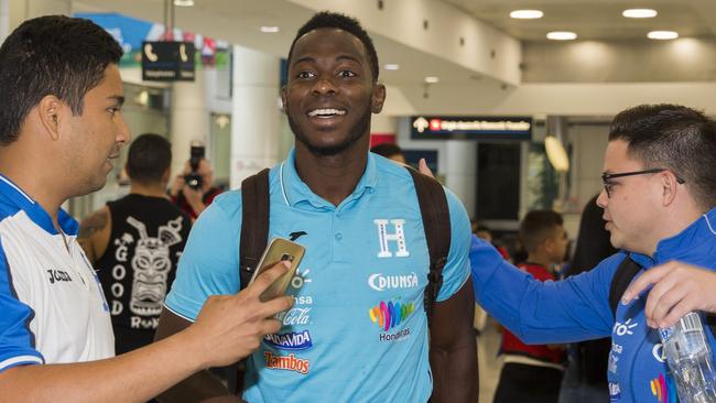 Members of the Honduras football team arrive at Sydney International Airport. Pic Jenny Evans