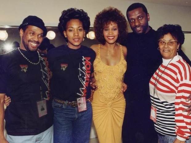 Whitney Houston and her rumoured lesbian lover Robyn Crawford, second left. Picture: Supplied