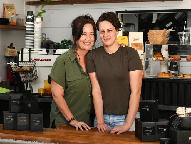 Owners of the Little Brick Road Coffee Shop, Jodie Lloyd and her daughter Karissa Tanti. Picture: Shae Beplate.