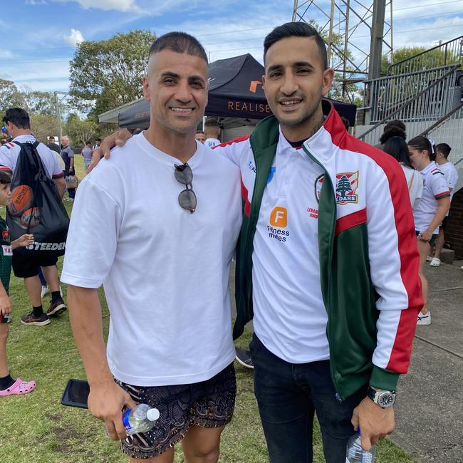 Lebanese rugby league legend Chris Saab and Adnan El-Zbaidieh on Saturday.