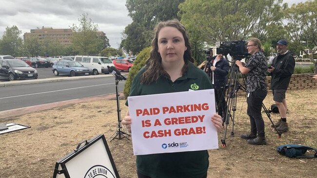 Woolworths worker Nichol Abraham was concerned moving the staff’s designated parking area would create further safety issues. Picture: Ben Cameron