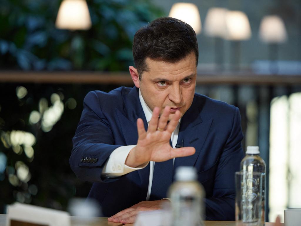 Ukrainian President Volodymyr Zelensky holds a press conference on November 26, 2021. Picture: Handout/AFP