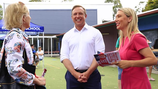 Jonty Bush (right (with then-premier Steven Miles before the October state election. Picture: Adam Head